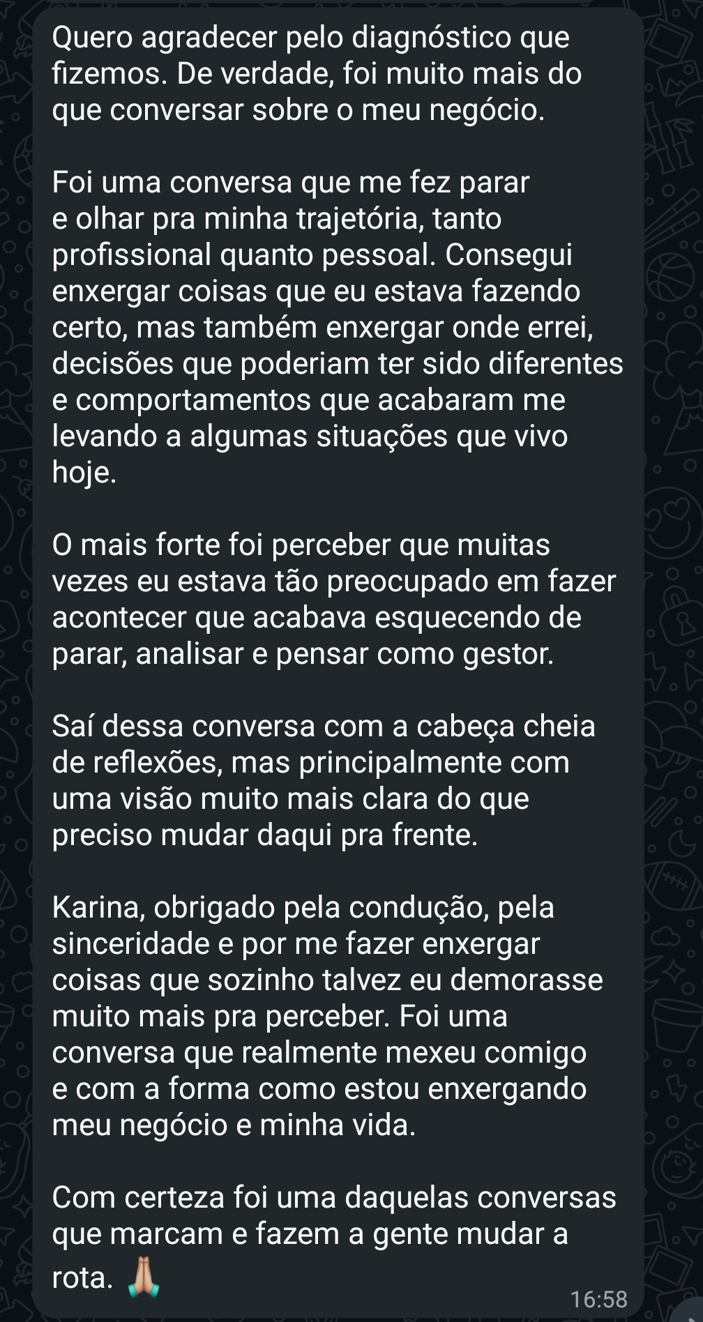 Depoimento via WhatsApp